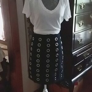 Carmen Marc Valvo Grommented Skirt